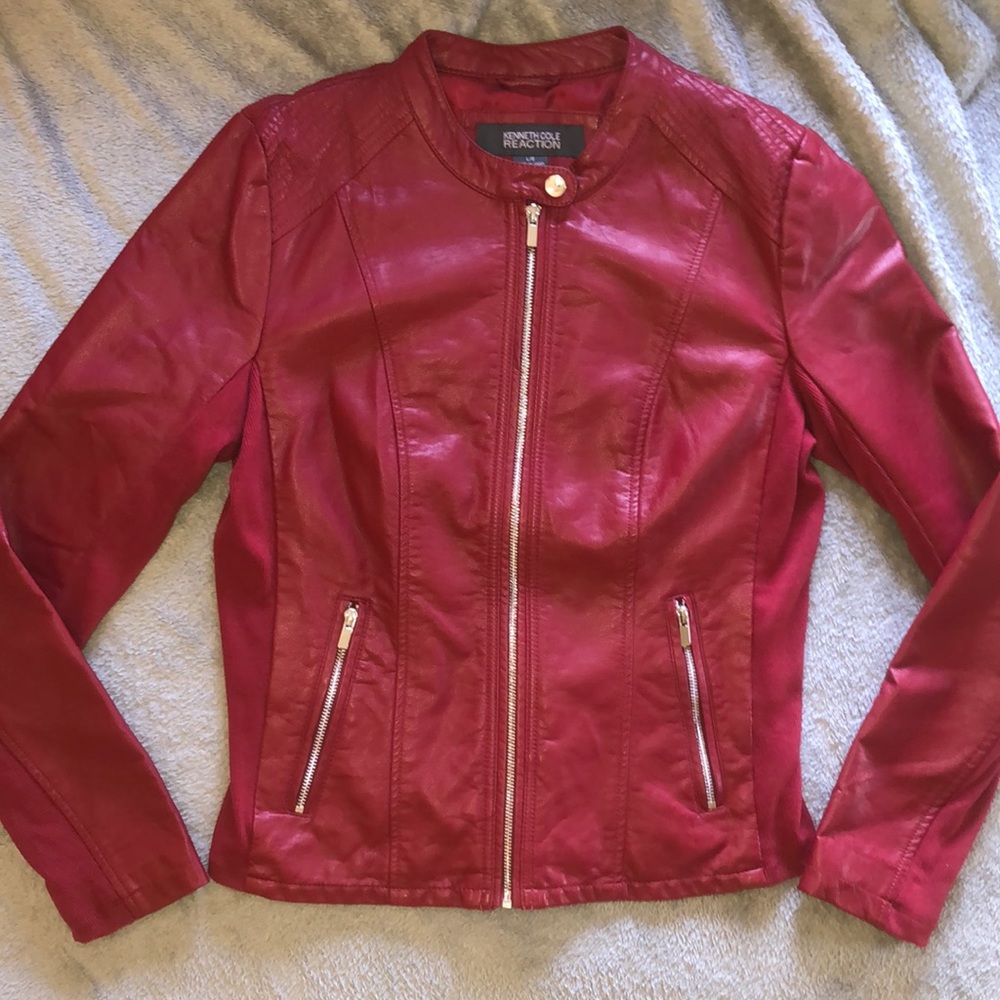 Kenneth Cole red leather jacket